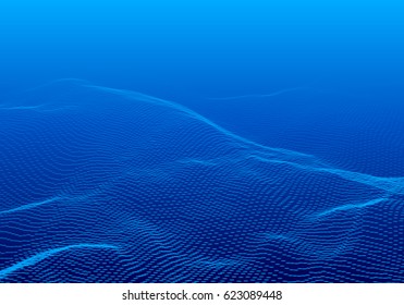 Wavy grid of dots. Abstract vector background. Eps10. RGB. Global colors