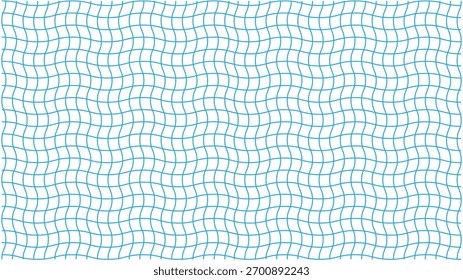 Wavy Grid Illusion. Blue Square Pattern with Optical Distortion on White Background. Vector illustration