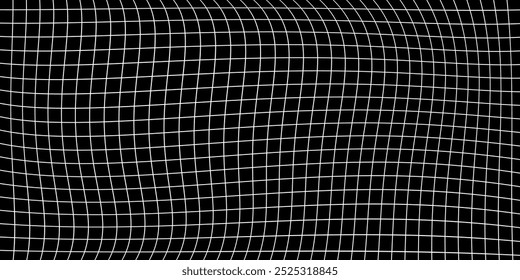 Wavy grid pattern background on white background. Black white grid background. Thin line pattern background