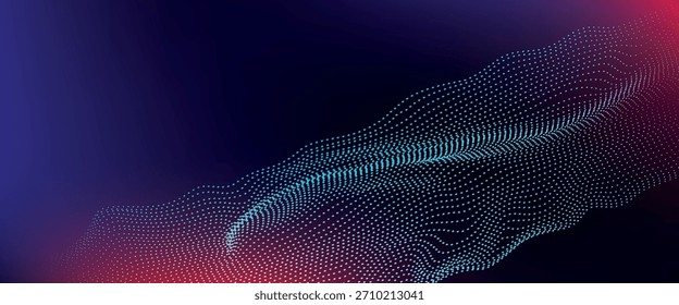 Un patrón de cuadrícula ondulado con degradado azul y rosa, creando un elemento de diseño abstracto y moderno.