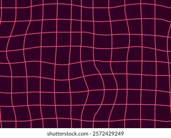 Wavy grid seamless pattern. Curved grid, crossed lines. Psychedelic retro style, 80-90s style. Distorted grid. Design for banners, posters, wallpapers and covers. Vector illustration