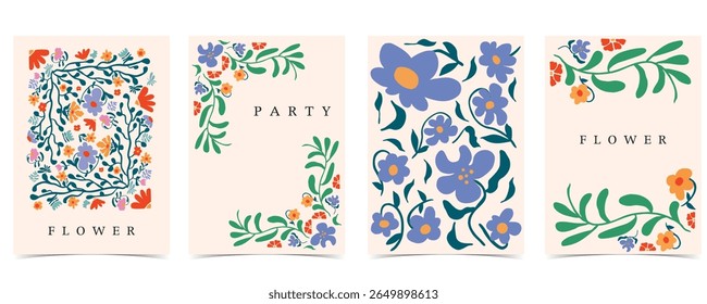 Fondo ondulado de la flor en estilo ingenuo para el diseño de la Vertical A4