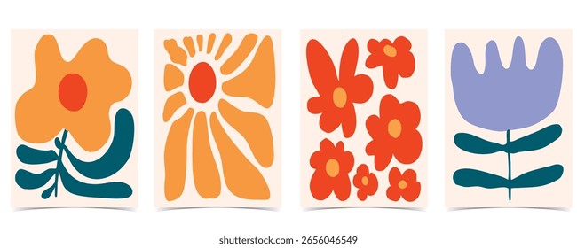 Fondo ondulado de la flor en estilo ingenuo para el diseño de la Vertical A4