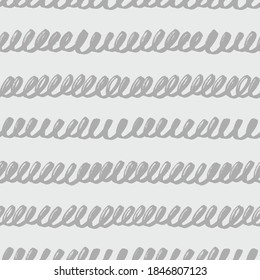 Wavy grunge lines vector seamless pattern. Horizontal loopable brush strokes, swirls, curly lines. Grey paint hand drawn background. Geometric ornament for wrapping paper. Dry brushstrokes pattern.