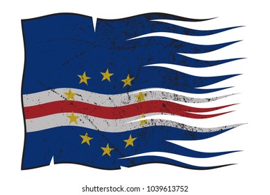 A wavy and grunged Cape Verde flag isolated on a white background