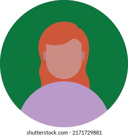 Wavy hair female avatar user icon with flat design for your needs