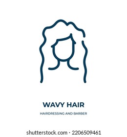 Wavy hair icon. Linear vector illustration from hairdressing and barber shop collection. Outline wavy hair icon vector. Thin line symbol for use on web and mobile apps, logo, print media.