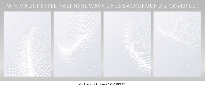 Wavy half  tone dotted lines brochure, flyer cover template set. Ideal for webpage, website landing page design or product display stand.