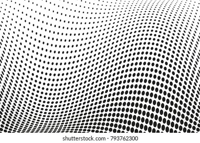 Wavy halftone background. Digital gradient. Dotted pattern with circles, dots, point large scale. Design element for web banners, posters, cards, wallpapers, sites, panels.