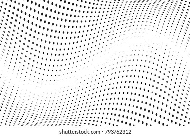 Wavy halftone background. Digital gradient. Dotted pattern with circles, dots, point large scale. Design element for web banners, posters, cards, wallpapers, sites, panels.