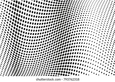 Wavy halftone background. Digital gradient. Dotted pattern with circles, dots, point large scale. Design element for web banners, posters, cards, wallpapers, sites, panels.