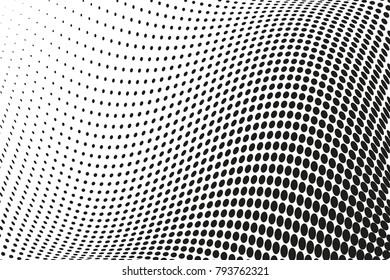 Wavy halftone background. Digital gradient. Dotted pattern with circles, dots, point large scale. Design element for web banners, posters, cards, wallpapers, sites, panels.