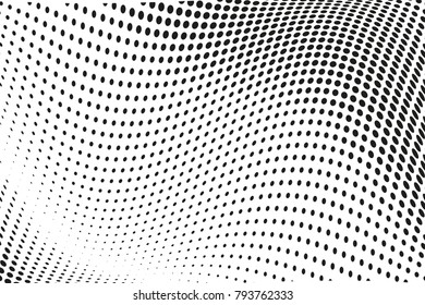Wavy halftone background. Digital gradient. Dotted pattern with circles, dots, point large scale. Design element for web banners, posters, cards, wallpapers, sites, panels.
