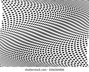 Wavy halftone pattern. Comic background. Dotted backdrop with circles, dots, point small scale. Design element for web banners, posters, cards, wallpapers, sites. Black and white color