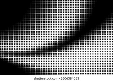 Wavy Halftone Squares Forming Abstract Pattern