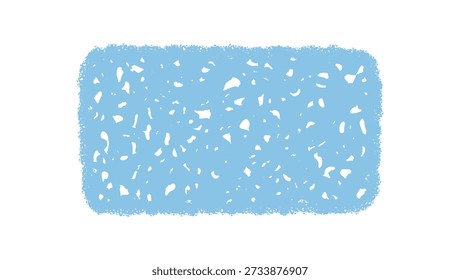 Wavy hand drawn chalk textbox in blue with scribble background and organic rectangle shape. Memo label or box for text, blank textured graphic element for creative card, abstract post or