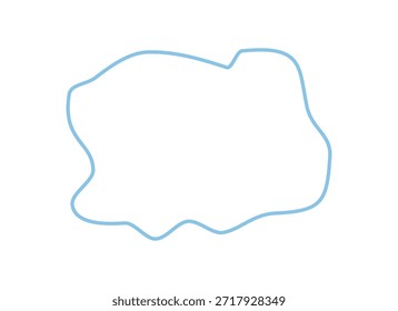 Quadro desenhado à mão ondulado com contorno fluido e linha de contorno azul. A forma de blob orgânico cria uma borda exclusiva para texto, rótulo ou ícone. Plano de fundo do retângulo para cartão ou modelo.