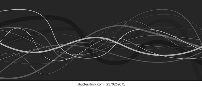 Wavy hand drawn lines. Black and white vector illustration with smooth waves