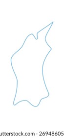 Ícone de caixa de fala ondulada desenhada à mão em contorno azul. Balão contornado como bate-papo e caixa de mensagem, com um círculo e estilo de esboço para conceito de conversa. Ideal para conversas de comunicação esboçadas