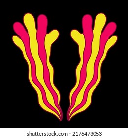 Wavy hand in trendy psychedelic cosmic and acid rave style. Vector hand drawn illustration.