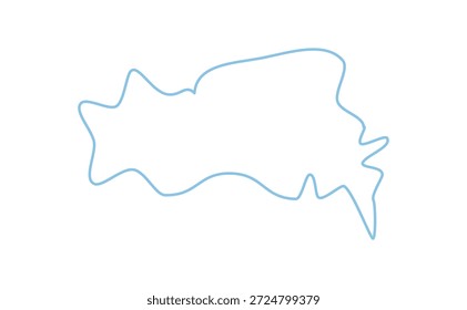 Burbuja de discurso de contorno dibujado a mano ondulado en azul con forma fluida. Cuadro de texto de conversación y conversación con estilo de mensaje de cita y chat. Burbuja dibujada a mano delineada, ideal para un cuadro de texto de discurso único o creativo