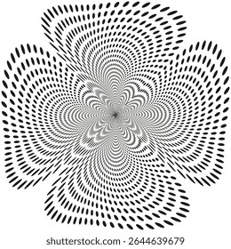 Wavy heart shape. Abstract optical symbol. Smooth line vector. Symmetry illusion.