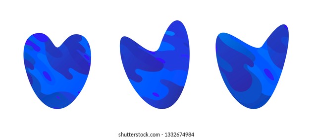 Wavy hearts vector banner set. Flat geometric liquid form with various colors. Modern vector template, Template for the design of a logo, flyer or presentation. EPS 10