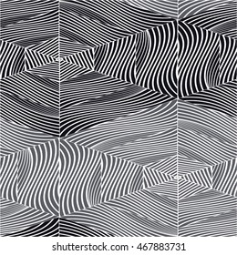 Wavy hexagon in a linear pattern, seamless vector background.