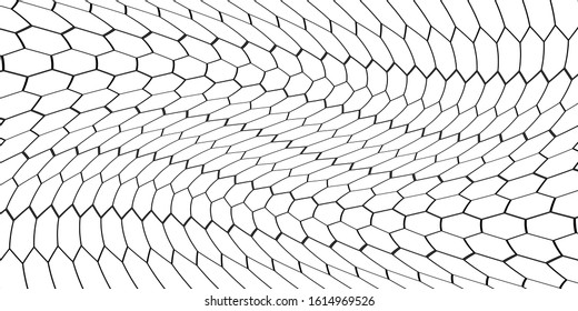 Wavy Hexagon Pattern Modern White Background. Futuristic Technology Illustration. 3D Waves Surface  EPS10 Vector