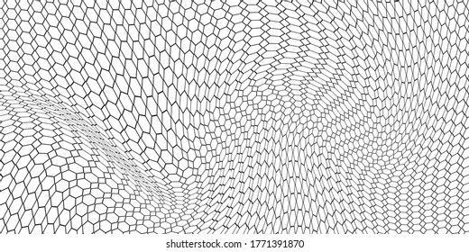 Wavy Hexagon Pattern Modern White Background. Futuristic Technology Illustration. 3D Waves Surface EPS10 Vector