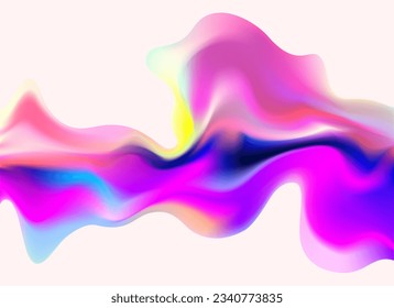 Wavy holographic gradient shape. Abstract iridescence background.