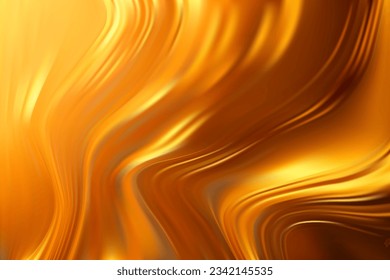 Wavy honey gold background with swirls. Pattern with overflows of caramel, butter or silk. Vector gradient mesh. Lovely pattern of amber wallpaper. Vintage abstract background