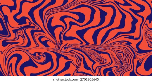 Wavy horizontal background with liquid organic shapes. Trendy vector illustration in style retro 60s, 70s.vector