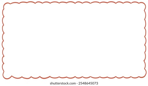 Quadro horizontal ondulado para cartões de saudação, festa de casamento e aniversário, convites de piquenique em estilo elegante bonito. Ilustração de borda desenhada à mão para mídias sociais, banner, modelo de decoração de cartaz.