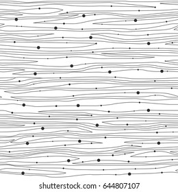 Wavy horizontal line pattern with black circles, seamless vector background
