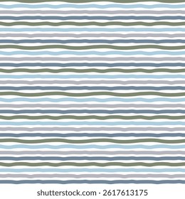 Wavy horizontal lines seamless pattern. Shades of sea texture. Vector illustration. 