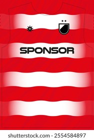 Wavy Horizontal Red and White Stripe Pattern Football Jersey Sublimation Print