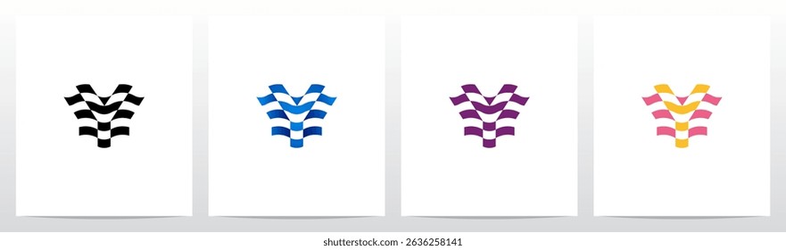 Wavy Horizontal Stripes Letter Initial Logo Design Y