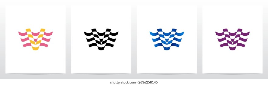 Wavy Horizontal Stripes Letter Initial Logo Design V