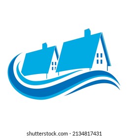 Logo vectorial de ilustración de casa ondulada