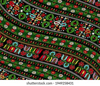 Wavy Hungarian rug, vector pattern