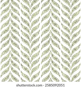 Wavy ikat chevron seamless repeat pattern. Seamless green herringbone pattern on white background. Abstract texture striped herringbone pattern.