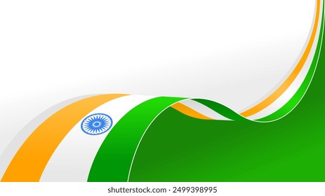 Fondo ondulado del Vector de la bandera de la India con espacio de copia para texto. Día de la República de la India