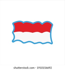 Wavy Indonesia national flag red white digital design graphic 2d hd illustration vector