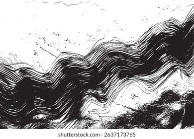 Wavy Ink Streak Pattern with Gritty Texture

