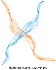 wavy intersecting lines of vapor vector bright objects for design on a white background bewitching abstraction