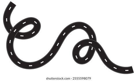 Wavy Intertwined Road Vector. Pathway. Street. Race Track. Curvy Highway on White Background.