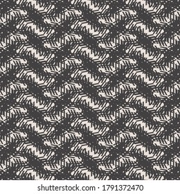 Weit durchgewebte Linien mit Weißschlag. Wiederholtes Muster in schwarz-hellgrauem Hintergrund. Dekorative Grafiken.