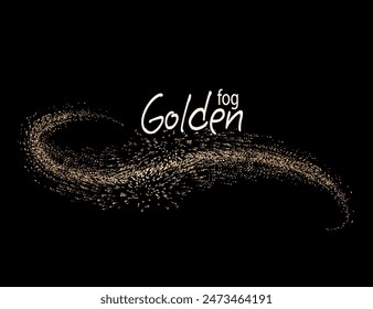 Wavy isolated figure with golden glitter, design element.