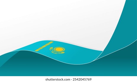 fundo de vetor de bandeira ondulada do Cazaquistão com espaço de cópia para texto. Dia Nacional do Cazaquistão